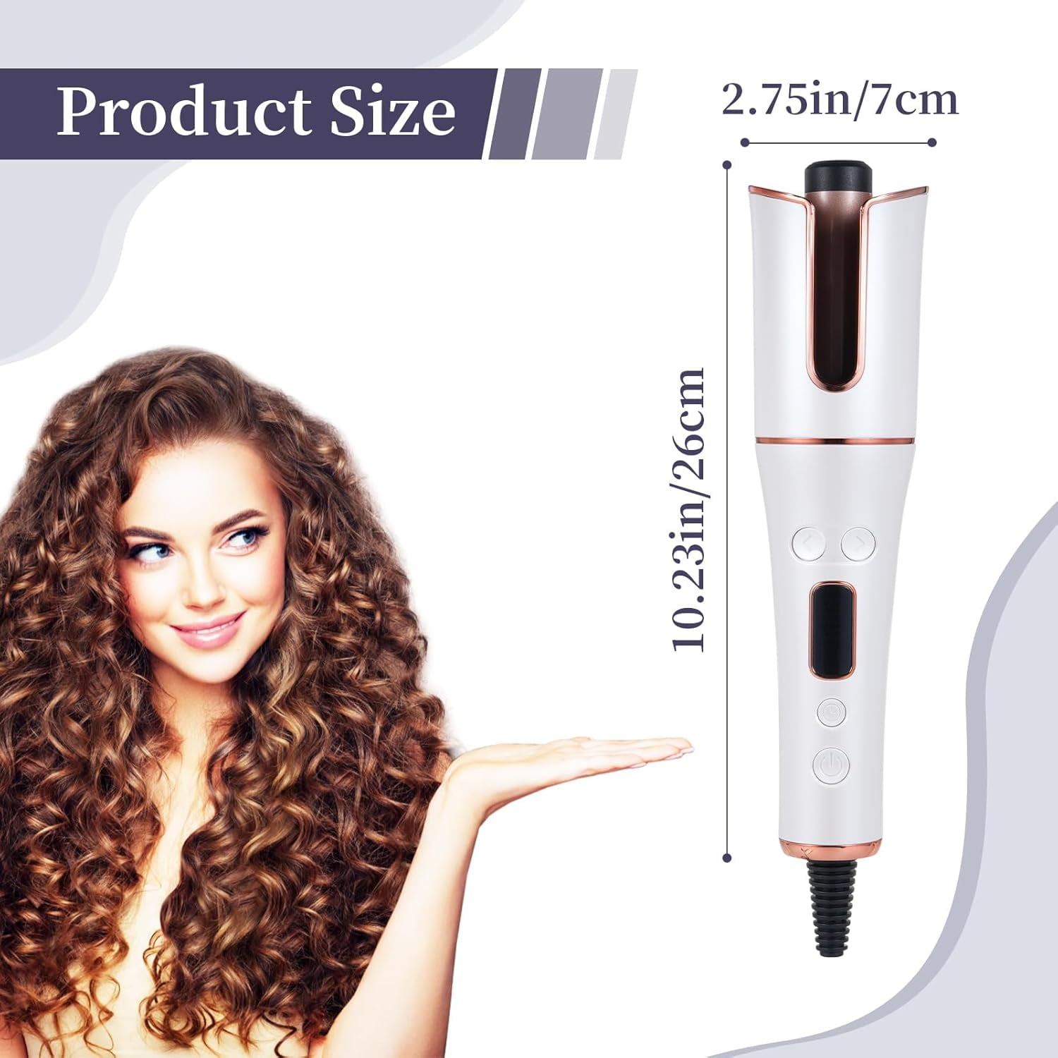 2025 Cordless Auto Hair Curler - Rechargeable with LCD Screen & Adjustable Temp (160°C-220°C)(PINK)