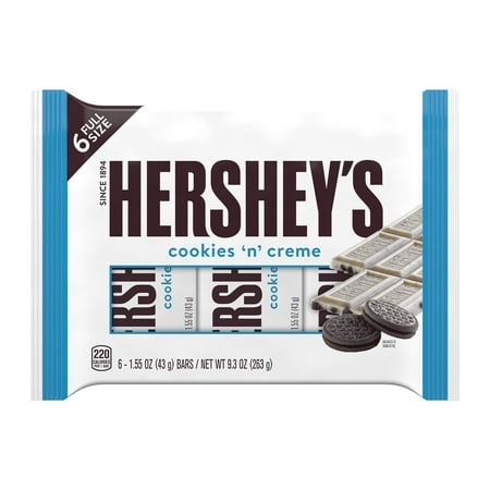 Hershey's, Cookies 'N' Creme Candy, Individually Wrapped, 1.55 oz, Bars 6 Ct