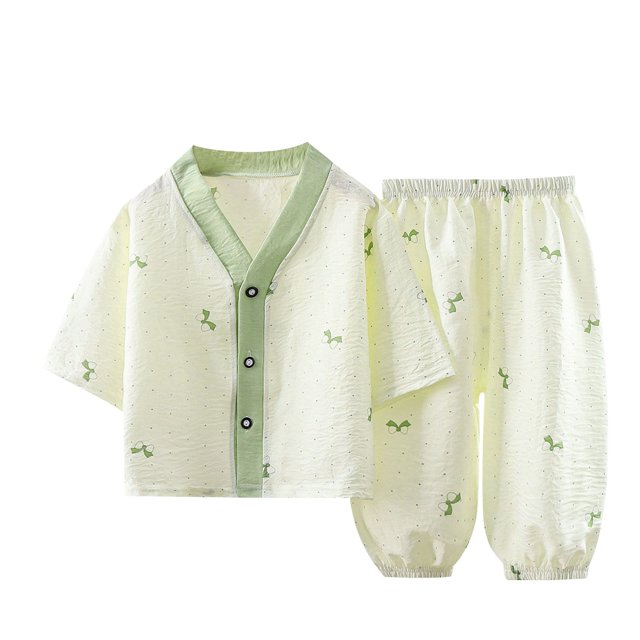 Odeerbi 3-12 Años Niños Niñas Pijamas de Algodón de Verano Pijamas de Mangas Tres Cuartos Pantalones Pijamas de Dos Piezas Pijamas Para El Hogar
