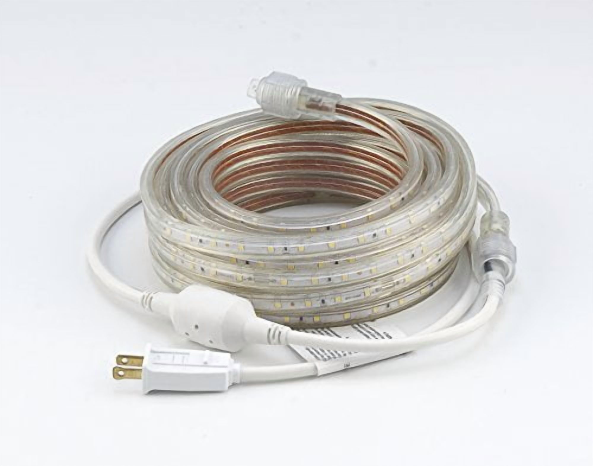 UL Listed, 50 Feet, 5500 Lumen, 3000K Warm White, Dimmable, 110-120V AC Flexible Flat LED Strip Rope Light, 930 Units 3528 SMD LEDs, Indoor/Outdoor Use, Accessories Included, [Read