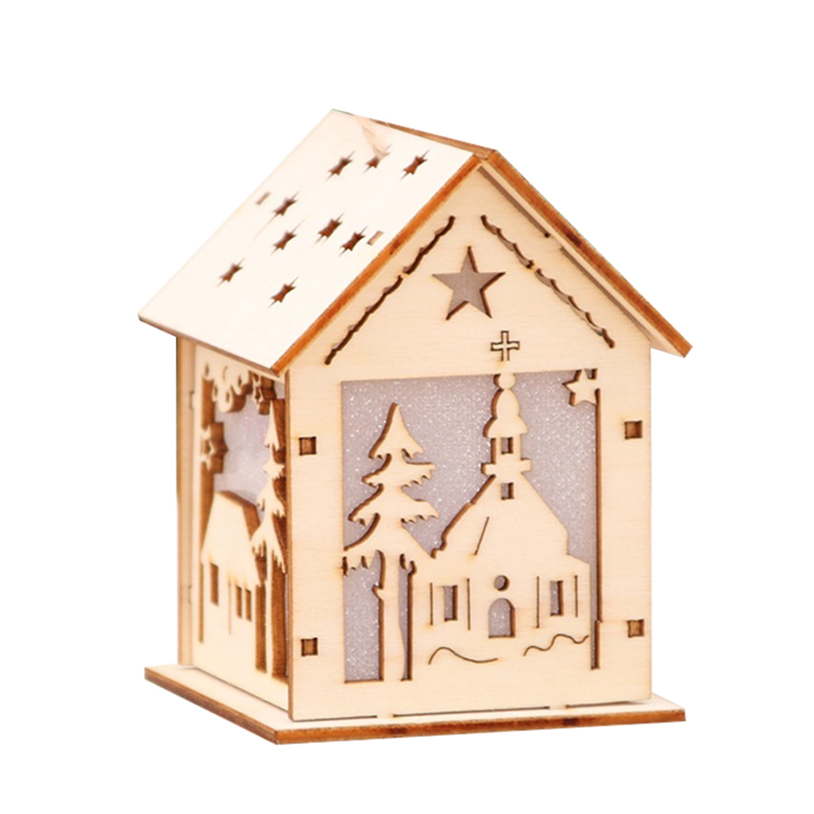 Christmas Luminous Wooden House Desktop Ornaments Led Flashing 【返品?交換対象商品】