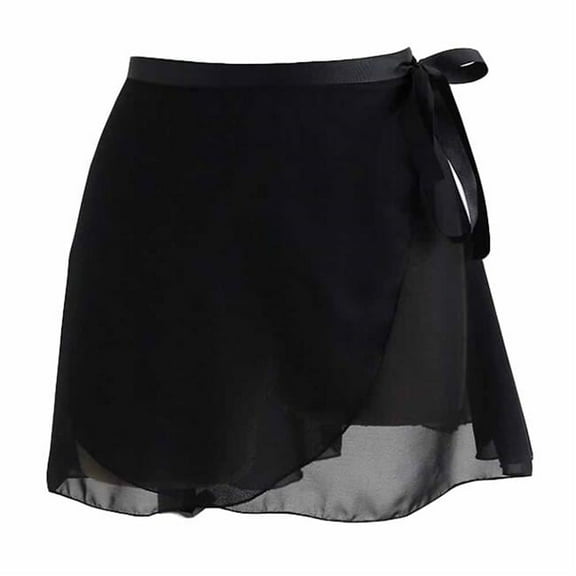 Womens Chiffon Uniforms Wrap Ballet Skirt, Black - 38 cm