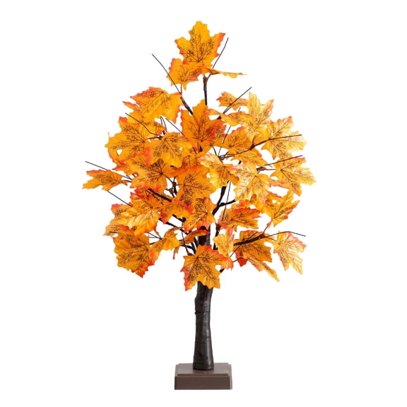 Nearly Natural Pre-Lit Maple Artificial Fall Harvest Tree with Detachable Base - 2' - LED Lights