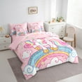 thumbnail image 3 of Feelyou Kawaii Unicorn Twin Bedding Sets 7pcs for Girls, Cartoon Star Rainbow Bedding Comforter Set, Princess Pink Sheet Sets, Cute Bedroom Decor, 3 of 8