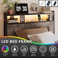 thumbnail image 6 of Zimtown Twin Bed Frame with 2-Tier Storage Headboard, Metal Platform Bed Frame with 4 Storage Drawers, Built in Charging Station & LED, Gray, 6 of 10
