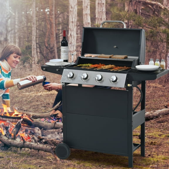 BOFANG 4-Burner Propane Gas Outdoor Gas Grill with Top Cover Lid