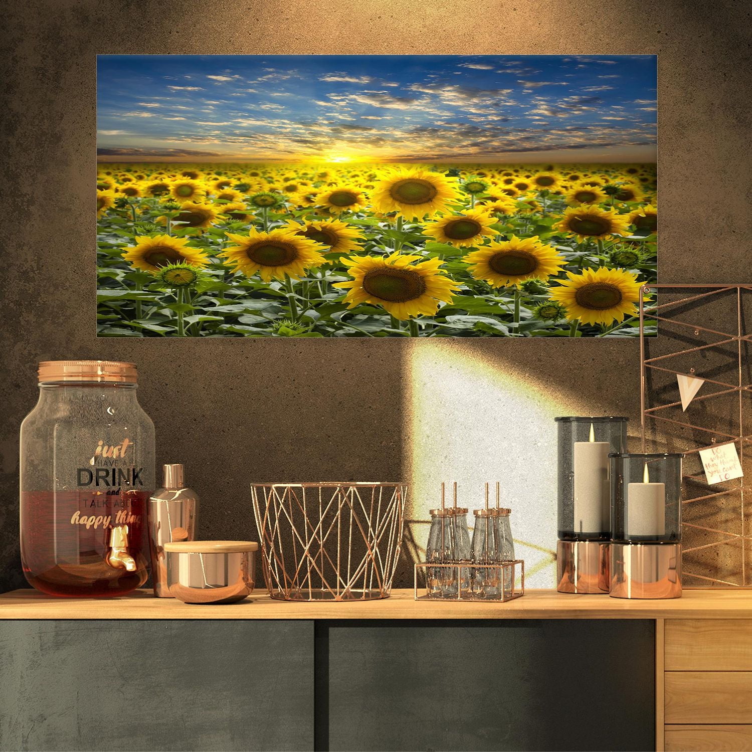 Designart Field of Blooming Sunflowers Canvas Wall Art