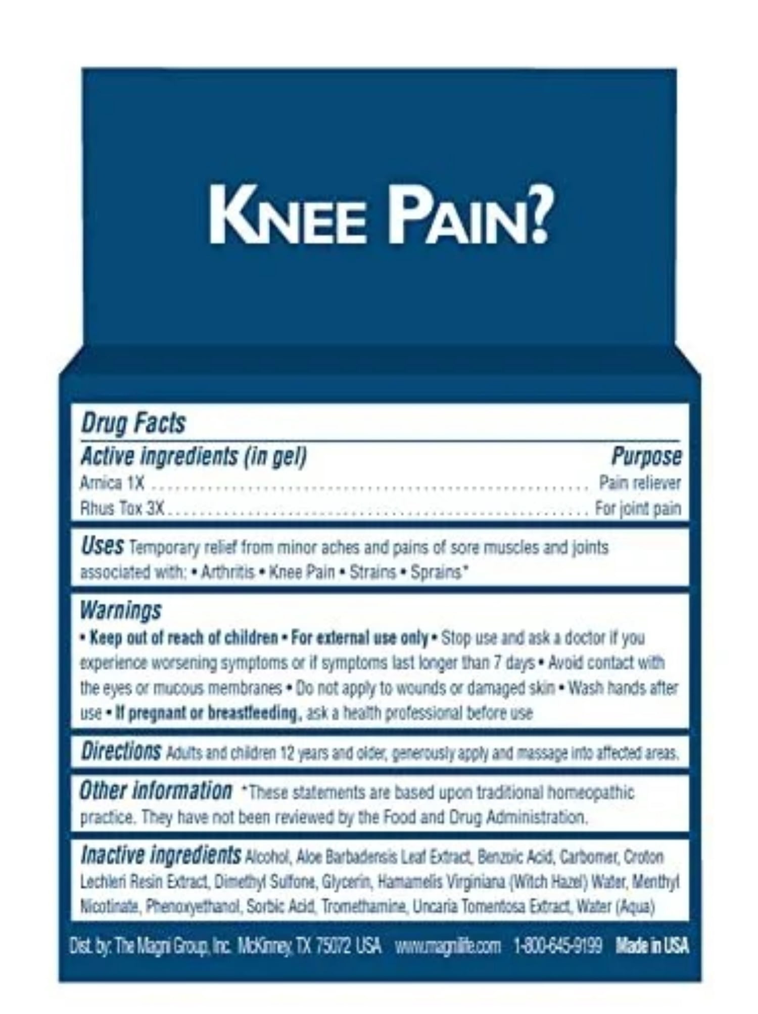 (2 pack) MagniLife Fast Acting Natural Knee Pain Relief Gel 4.0 oz