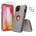 thumbnail image 1 of NIFFPD iPhone 14 Plus Case with Screen Protector + Camera Lens Protector, Heavy Duty Hard Shockproof Phone Case for iPhone 14 Plus 6.7" Gray+Orange, 1 of 3