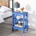 thumbnail image 7 of VECELO Set of 2 Nightstand with 3-Tier Shelves, X-Shaped Sofa Side End Table for Bedroom/Living Room/Office, Dark Blue, 7 of 7