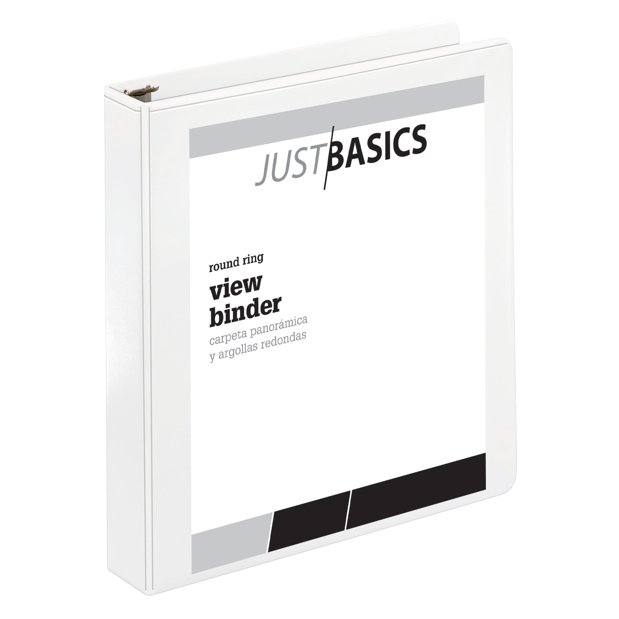 Just Basics Basic Round-Ring View Binder, 1 1/2' Rings, 61% Recycled, White