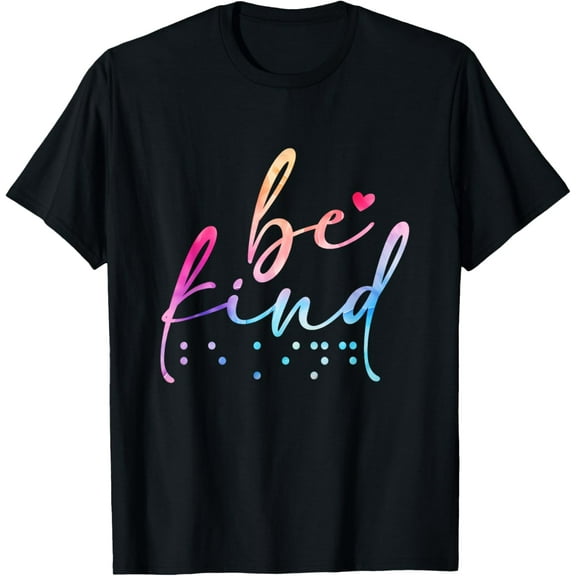 t-shirt Be Kind Blind Awareness Braille T-Shirt mens，black，women，funny，journey，Crew Neck, Short Sleeve,printing