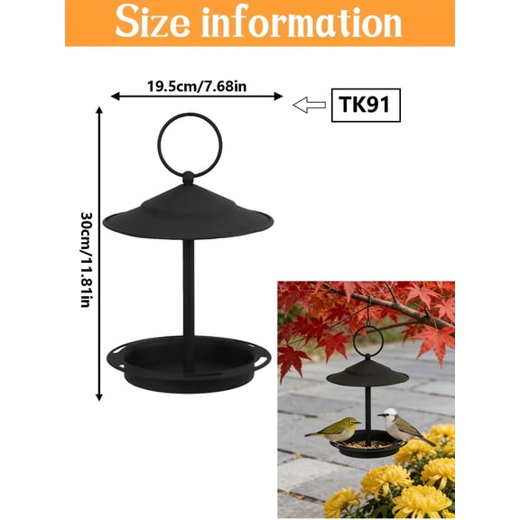 A four-season universal hanging bird feeder and birdbath – no assembly required |   Heavy-duty iron water tray for gardens and yar