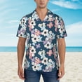 thumbnail image 2 of Pofeuu Flowers Print Hawaiian Shirt for Men Sleeves Casual Button Down Summer Beach Dress Shirts T-Shirts,Small, 2 of 7