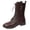 Brown, variant on Women's Knee High Boots with Side Zipper Fashion Buckle Straps Lace up Combat Boots Non Slip Motorcycle Shoes Brown Size 6