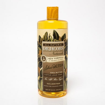 - Dr. Jacobs Naturals Pure Castile Liquid Soap Face and Body Wash, Shea Butter, 32 Fl Oz