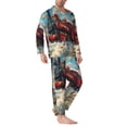 thumbnail image 2 of Fotbe Beautiful Red Train Hot Air Balloon Pijama de Hombre con Estampado de Manga Larga, Conjunto de 2 Piezas, Ropa de Dormir Suave y Cómoda con Bolsillos-Large, 2 of 7