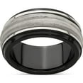 thumbnail image 1 of Black Ti & Sterling Silver Inlay Laser & Polished Wave Ring, 1 of 6