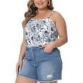 thumbnail image 4 of Agnes Orinda Plus Size Tank Tops for Women Boho Floral Loose Cami Spaghetti Strap Tunic Blouses, 4 of 4