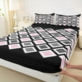thumbnail image 3 of Castle Fairy Minimalist Checkered Twin Sheet Sets for Teens,Black Pink Grey Bedding, 3 of 7