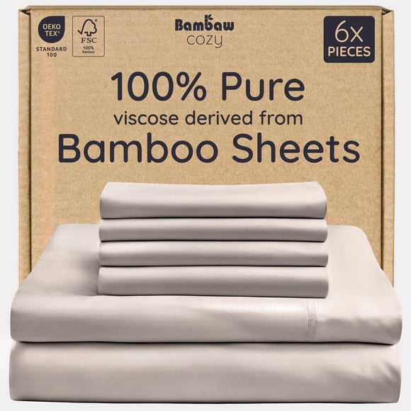 Sábana Ajustable Bambaw Queen 6 Piezas Enfriante Bolsillo Profundo 41 cm