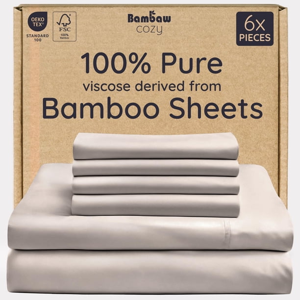 Sábana Ajustable Bambaw Queen 6 Piezas Enfriante Bolsillo Profundo 41 cm