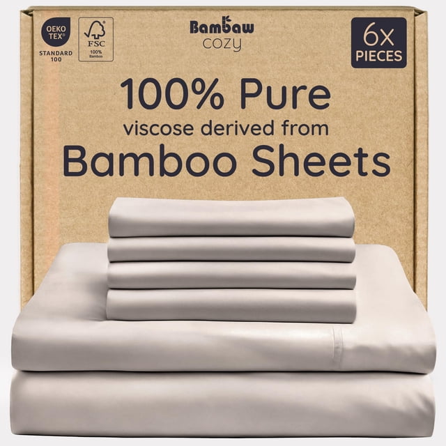 Sábana Ajustable Bambaw Queen 6 Piezas Enfriante Bolsillo Profundo 41 cm