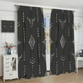 thumbnail image 4 of Western Blackout Curtains Bull Skull Boho Aesthetic Aztec Black Gray Modern Abstract Art Design Bedroom Living Room Rod Pocket Decoration Window Drapes 2 Panels W21xL63in, 4 of 6