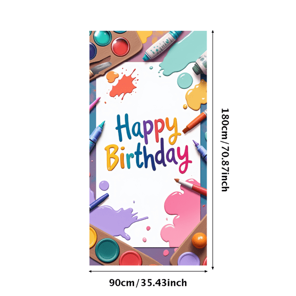Artistic Design Happy Birthday Banner Colorful Paint Brush for Art Party Creative Events Decorative Occasions