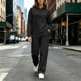 thumbnail image 2 of Zynoxe Womens Two Piece Sweatsuits Sets Casual Solid Color Zipper Hoodies and Wide Leg Pants Lounge Sets Trendy Soft Comfortable Matching Outfit Black S, 2 of 6