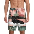thumbnail image 1 of Lsque Short de Pyjama Noir Chat Rose pour Hommes, Short de Pyjama, Coton Ultra-Doux Tricoté-Moyen, 1 of 6
