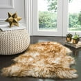 thumbnail image 2 of Safavieh Sheep Skin Collection SHS121D Handmade Rustic Glam Genuine Pelt 3.4-inch Extra Thick Accent Rug, 2' x 3', Off White / Coco Brown, 2 of 4
