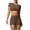 A Brown, variant on Women's Workout Sets Casual Comfy Trasuits Slim Fitted Crop Tops High Waisted Tummy Control Spandex Booty Volleyball Shorts for Yoga Dance Blue L