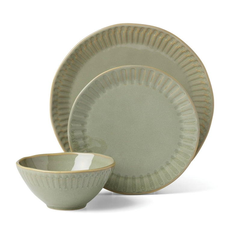 Oneida Entertain 365 12-Piece Artisanal Green Stripe