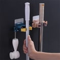 thumbnail image 4 of Fregona Escoba Estante Montado en la pared Autoadhesivo Soporte de almacenamiento sin taladro Baño doméstico Lavadero Organizador con 2 ganchos Rosa claro tholdsy HA011955-03, 4 of 7