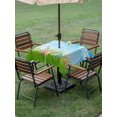 thumbnail image 5 of Square Outdoor Tablecloth with Umbrella Hole Easter Outside Table Cloth Waterproof Patio Table Cover Spring Country Colorful Eggs Grass Green Sky Blue Zipper Tablecloths for Picnic Camping 60x60 Inch, 5 of 8