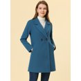 thumbnail image 2 of Abrigos de invierno raglán cruzados con solapa con muesca para mujer gris azul oscuro S, 2 of 5