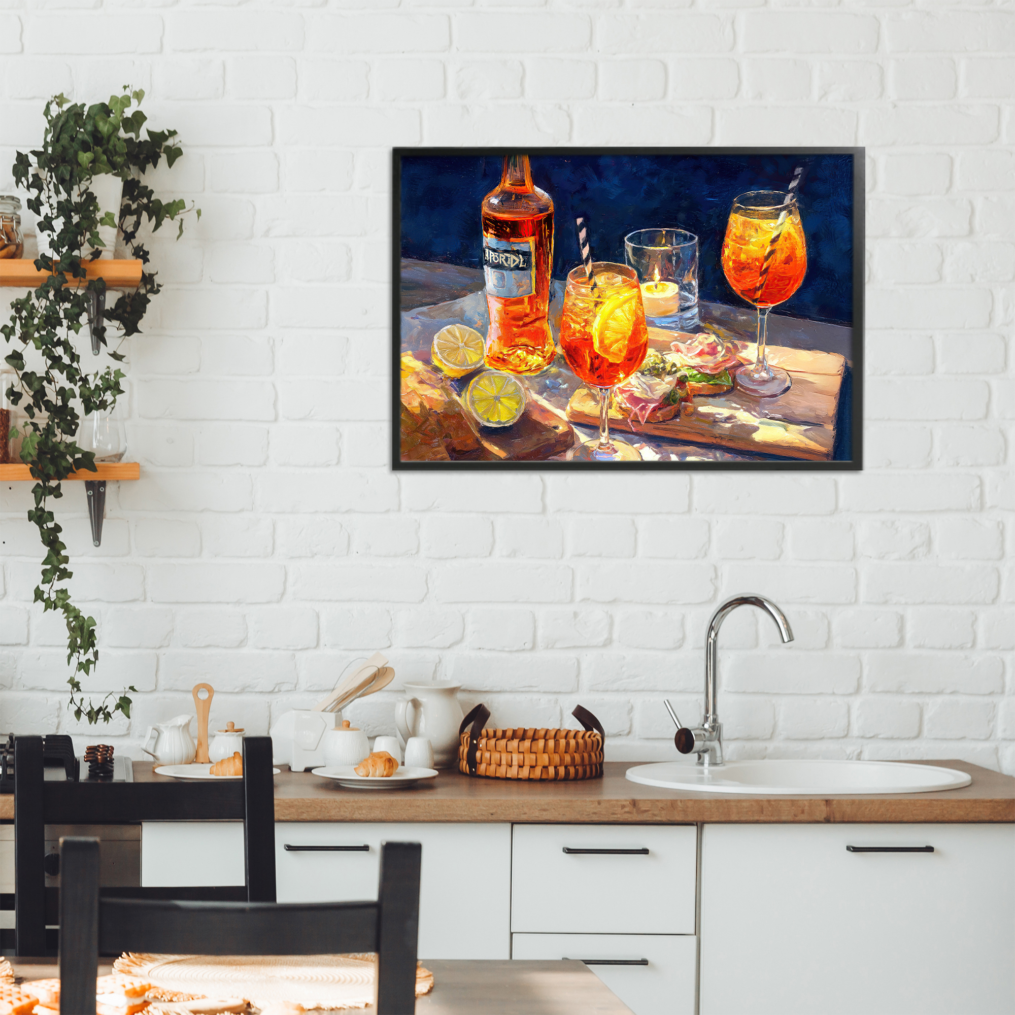 Sprits Table Still Life Black Framed Giclee Art, design by Ziwei Li