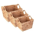 thumbnail image 2 of Water Hyacinth Rectangular Wicker Storage Baskets with Cutout Handles, Large, 2 of 5