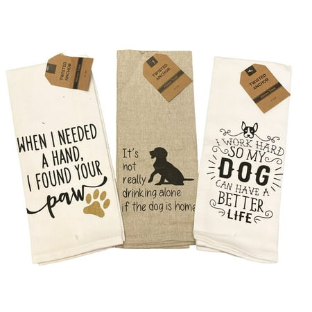 

Twisted Anchor Trading Company Set of 3 Dog Kitchen Towels - Funny Dog Lover Gifts - Funny Kitchen Towel Gift Set - Comes in Organza Gift Bag So Its Ready for Giving