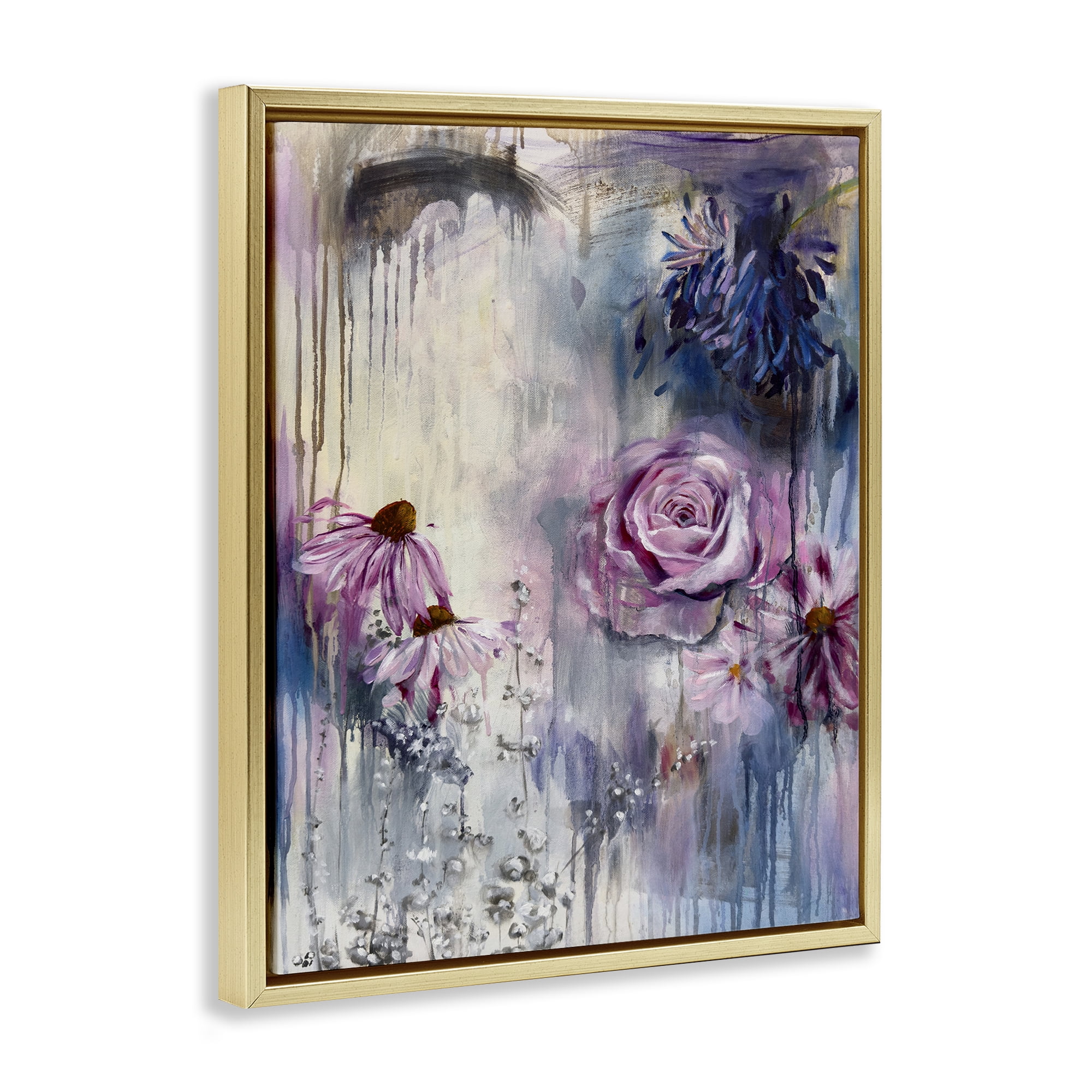 Stupell Industries Lavender Light Blossoms Abstract Painting Gold Floater Framed Canvas Art Print Wall Art, 25 x 31