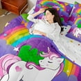 thumbnail image 4 of Erosebridal Green Monogrammed W Bedding Sets King Size, Kawaii Unicorn Comforter Sets with Sheets, Cute Animal Reversible Bedding King Size, Ultra Soft Bedroom Decor, 7-Piece, 4 of 7
