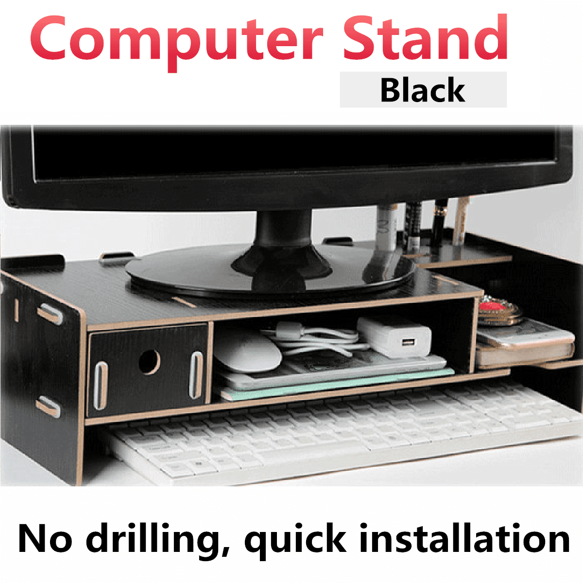 Monitor Stand Computer Office Desktop Shelf Storage Box 7 
