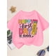 thumbnail image 1 of Camiseta gráfica para niña "Feliz primer día de clases" - Cuello redondo informal, algodón, diseño divertido de lápiz y corazón, perfecta para eventos escolares de verano y uniformes escolares | Ajus, 1 of 5