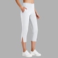 thumbnail image 2 of Inglocry Womens Capri Pants High Waisted Straight Leg Yoga Capris Leggings with Pockets Crop Workout Summer Pants White M, 2 of 7