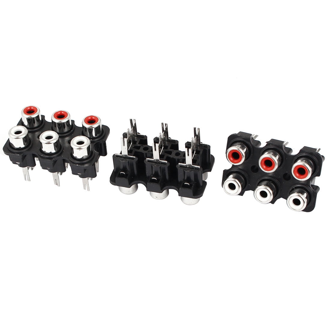 AV Concentric Outlet 6 RCA Female Socket Board Connector Adapter 3pcs