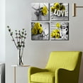 thumbnail image 2 of Yellow Rose Canvas Wall Decor for Living Room Bedroom Black and White Flower Prints Wall Art 16x16 4Pcs/Sets Couples Love Sign Paintings Pictures Bathroom Accessories Modern Artwork Home Decorations, 2 of 6