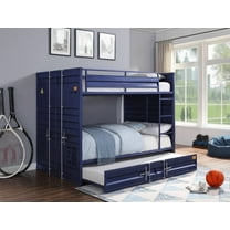 Acme Furniture ACME Cargo Metal Full Bunk Bed with Built-In Ladder, Blue