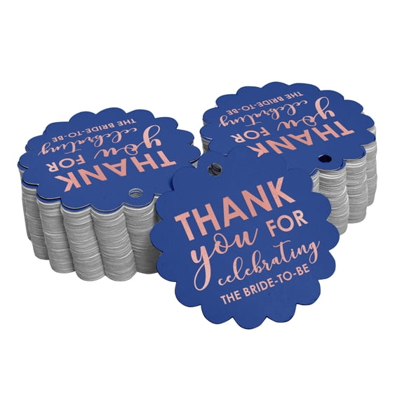 Inkdotpot Pack Of 50 Real Rose Gold Foil Paper Tags Thank You Celebrating The Bride To Be Bridal Shower Favor Hang Tags