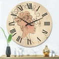 thumbnail image 2 of Designart 'One Line Portrait of Afro American Woman I' Modern Wood Wall Clock, 2 of 5